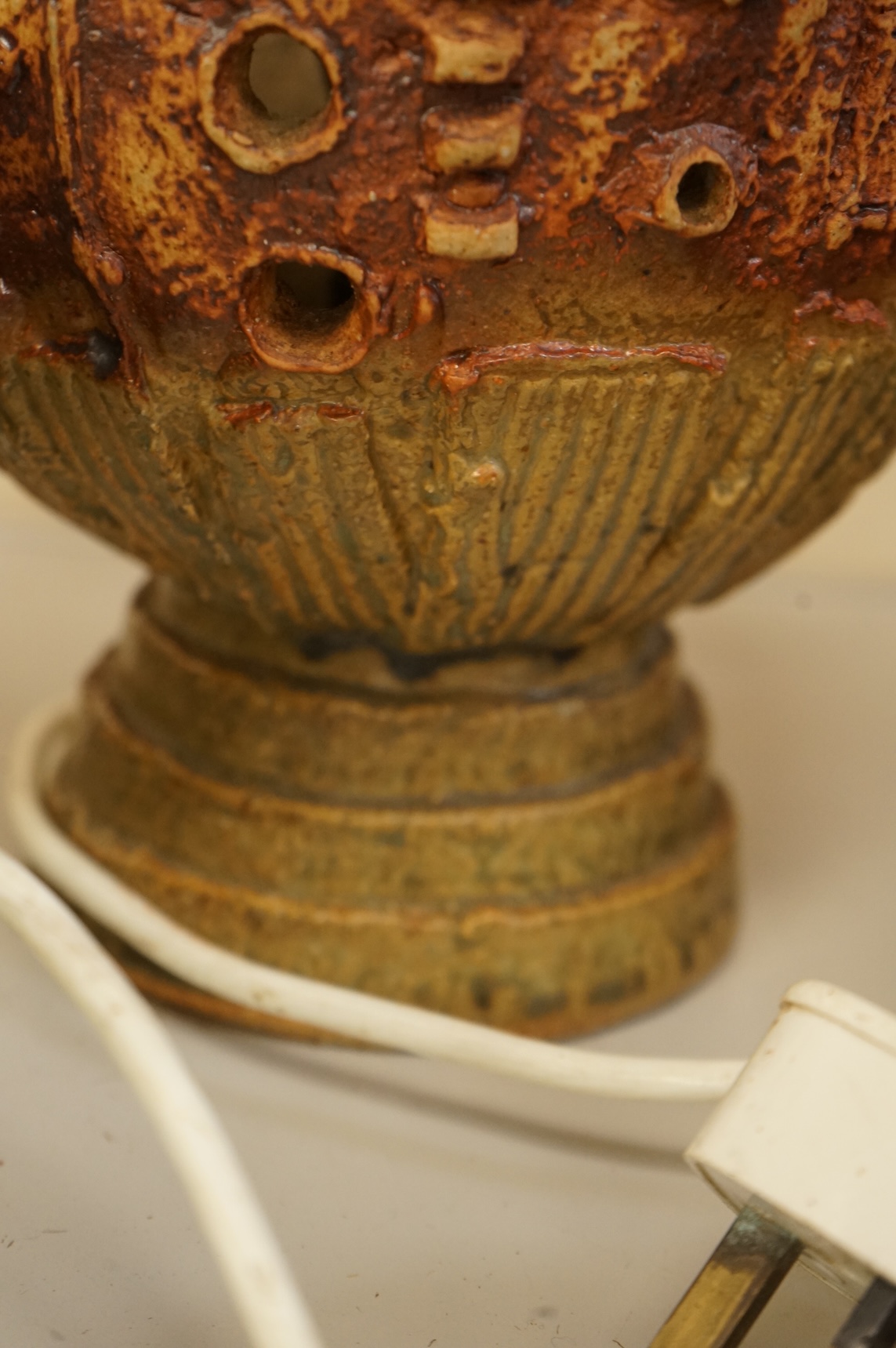 A 1970's studio pottery table lamp, signed Brooke